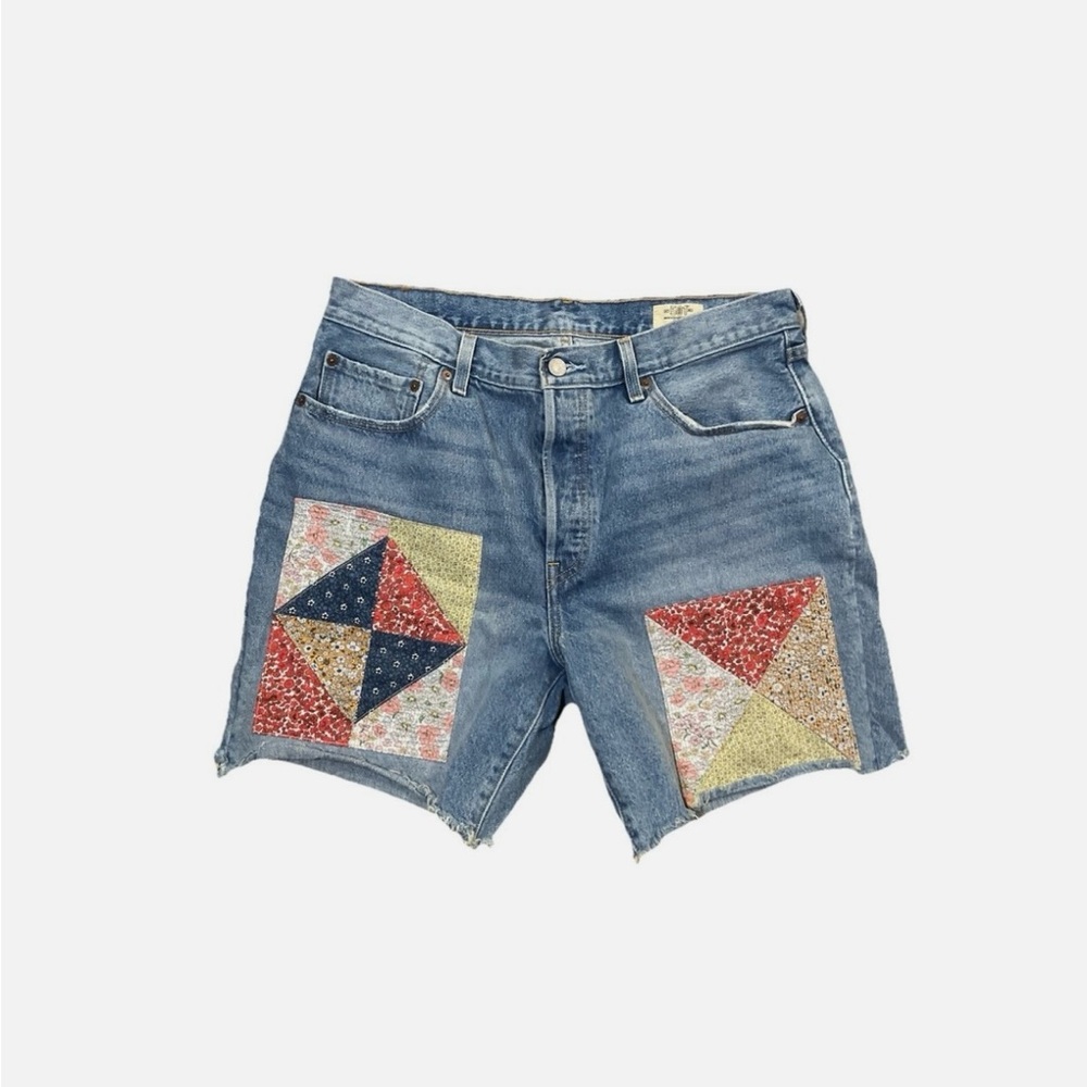 Levi's Blue Denim Patchwork Shorts size 31